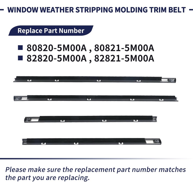 Window Weather Stripping Molding Trim Belt Compatible with Nissan Sentra