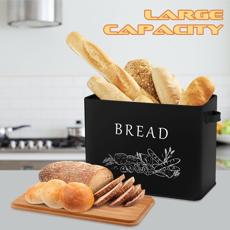 E-far Bread Box for Kitchen Countertop, Metal Bread Storage Container