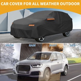 Partuto Car Cover Waterproof All Weather Sun Rain Protection Full Exterior Cover for Honda HR-V Black with Left Side Zippers