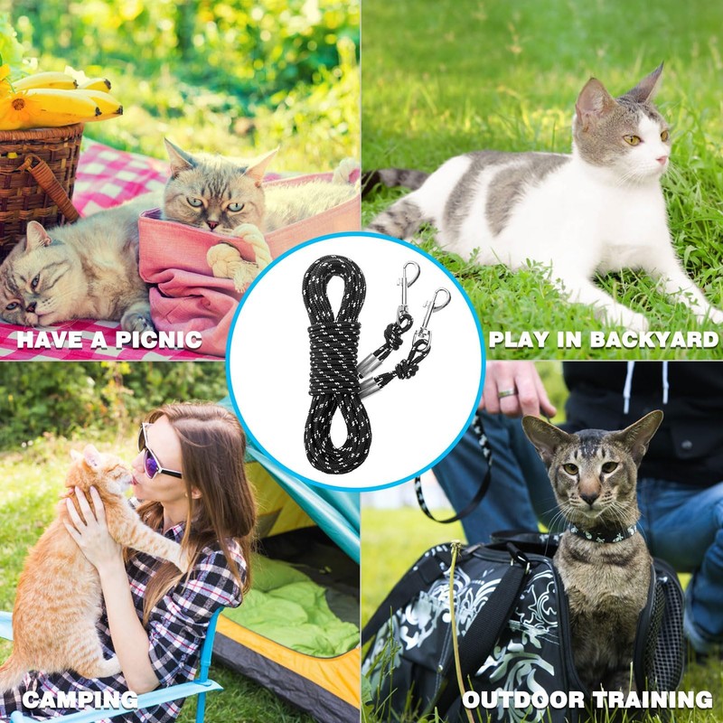 Reflective Cat Leash - 15 Feet Long, Escape Proof Durable