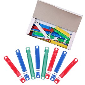 Pack of 200 Paper Fasteners Filing Strips, Plastic Filing Strips, Colourful Filing Strips, Metal Folders for Office and School (Random Colour)