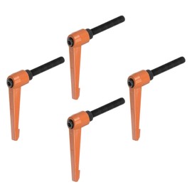 sourcing map 4pcs Adjustable Clamping Lever Handles M10 x 50mm Male Thread Bolt Knobs Rotating Screw Locking Quick Release Ratchet Push Button Handle, Orange