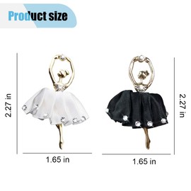 2PCS Bling Car Air Freshener Vent Clips - Crystal Dancing Ballerina Girl Charm Dashboard Decoration Car Diffuser Vent Clips - Rhinestone Auto Air Conditioning Outlet Clip for Women Girls (Black/White)