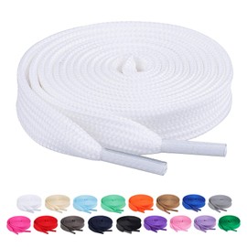 Booyckiy [2 Pairs] Flat Shoe Laces for Sneaker, 2/5" Wide Shoelaces Off White 47 inch(120cm)