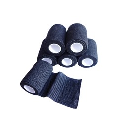 Transun Moo 6 Pack 3inch x 5 Yards Self Adhesive Bandage Wrap Breathable Cohesive Vet Wrap for Pets, Elastic Self-Adherent Tape for Sports, Wrist, Ankle (Black) (TM-WDSABU)