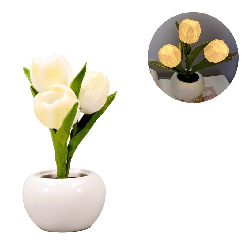 Tulip Night Light Soft Light Exquisite Ceramics PU Flower Table