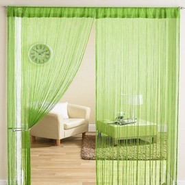 Exporthub Beautiful Green Color Threads String Curtains - 4X7 Feet, (Ehspr560_74)