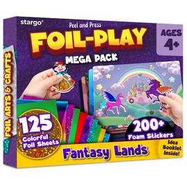 Foil Creative Art Kit for Kids, Fun Craft Set with Triple-Layer 3D Stickers & Foil Sheets – Creative Arts & Crafts for Birthday Party, Girls, Boys DIY Activity, Travel Toys, Gifts for Ages 4 5 6 7 8 9