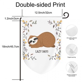 Uanvaha Sloth Green Leaves Garden Flags Jungle Tropical Animals Welcome Flag 12.5x18 Inch Double Sided Polyester Yard Lawn Flag Outdoor Patio House Decor