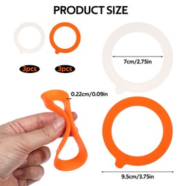 6 Pack Silicone Jar Gaskets for Glass Jars 3.7" Rubber Seals Rings Airtight Silicone Replacement Gasket Airtight Leakproof Gasket for Mason Canning Jars Regular Mouth