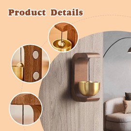 Wooden C-Shaped Wind Chime for Doors, Magnetic Shopkeepers Bell with Adhesive & Magnetic Mount - Wood Doorbell for Refrigerator/Room/Porch/Garden/Backyard/Home Gift