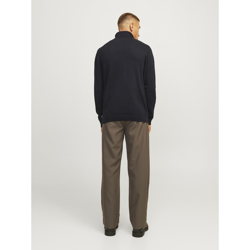 JACK & JONES Male Turtleneck Pullover Plain Turtleneck Sweater, black