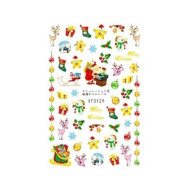 Christmas Nail Sticker Santa's Sleigh Reindeer Ornament Wreath Candy Tree Xf3129 Nail Wraps Stickers Manicure Supplies for Women Nails Full Long Lasting Easy Apply and Remove