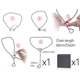 AOYEGIC Necklace, Punk Slip Choker, Collar, Necklace with Box, Used for Women, Men, Boys and Girls, Home, Travel, Wedding, Party, Role Play (Black, Heart)