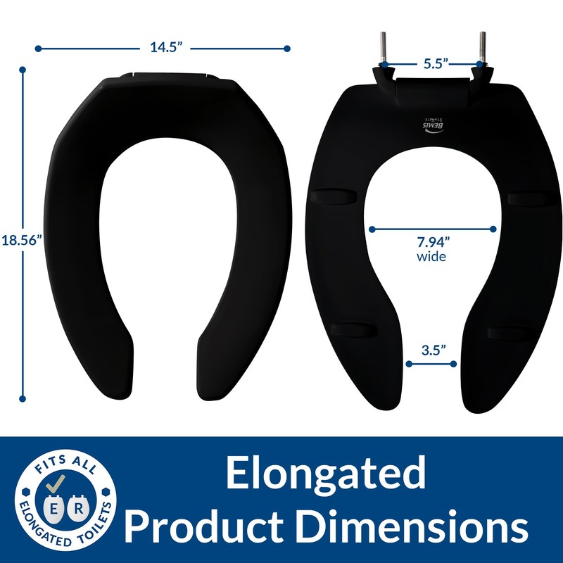 BEMIS 1955SSCT Commercial Open Front Plastic Toilet Seat, Heavy Duty