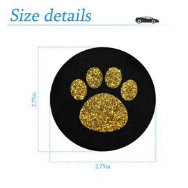 AUCELI 2 Pack Car Cup Holder Coasters, 2.75In Bling Glitter Rhinestone Paw Print Cup Coaster, Rubber Non-Slip Insert Auto Drink Mat, Universal Car Interior Accessories for SUV, Truck, RV (Golden)