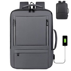 PEAGLOB 40L Large Capacity Travel 17.3 Inch Laptop Backpack For Women Men Airplane Approved Journey Backpack with USB Charging Hole College Expand Capacity Grey