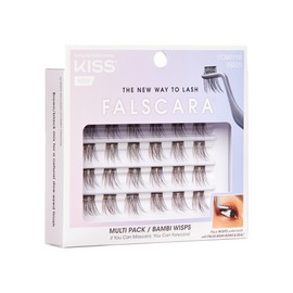 KISS FALSCARA False Eyelashes WISPS Multipack, Bambi, DIY, Natural, Ultra Glam, Invisible, Rewearable 3x, Buildable & Customizable, Easy To Apply, Split Lash Tip | 24 Wisps