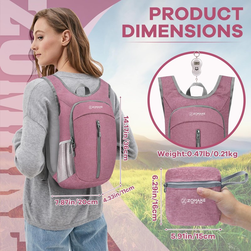 ZOMAKE Lightweight Packable Backpack 10L - Foldable Backpack Leger Sac