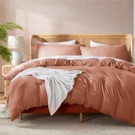 Nestl Twin Duvet Cover Set - Soft Double Brushed Rust Duvet Cover Twin/Twin XL, 2 Piece, with Button Closure, 1 Duvet Cover 68x90 inches and 1 Pillow Sham