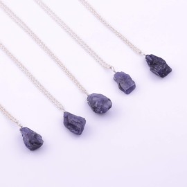 Gemkora Rough Tanzanite Pendant Necklace Silver 18 inch
