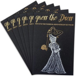 Bridal Shower Games - 50Pcs Guess The Dress Bridal Shower Game for Guests - Black Gold Fun Cute Wedding Decorations Party Supplies Games Ideas