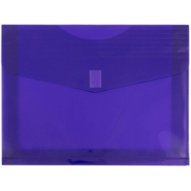 JAM PAPER Plastic Expansion Envelopes with Hook & Loop Closure - Letter Booklet - 9 3/4 x 13 with 2 Inch Expansion - Purple - 3/Pack