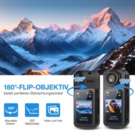 Lottsall Action Cam 64GB 180° Rotatable 2.7K HD Camera with 1.47 Inch Display, Hands-Free POV, App Control, 120° Wide Angle Small Camera for Vlogs, Sports, Travel, Outdoor, Body Cam