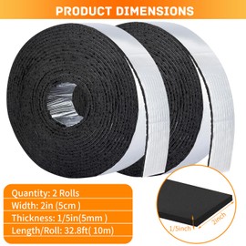 Insulation Channel Insulation for Wrapping, 2 Inch Wide x 32.8 Ft Pipe Insulation for Winding, Insulation Heating Pipes Wrapping, Pipe Wrapping, Pipe Insulation Film, Insulation Tape with Foam (2