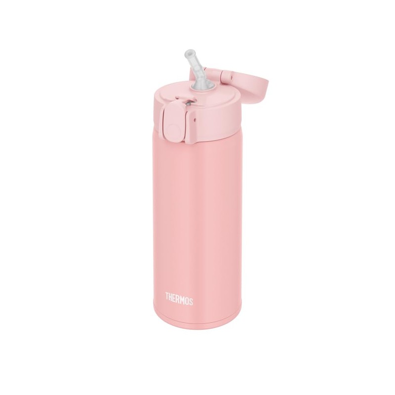 THERMOS Vacuum Insulated Straw Bottle 410ml Pink Beige for Children