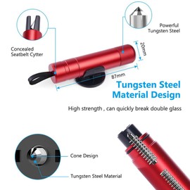 AGTEHBZ 2-in-1 Window Breaker and Glass Breaker, Portable Seatbelt Cutter Emergency Escape Tool for Car, Vehicle Safety Glass Hammer for Land and Water Escape (Red)