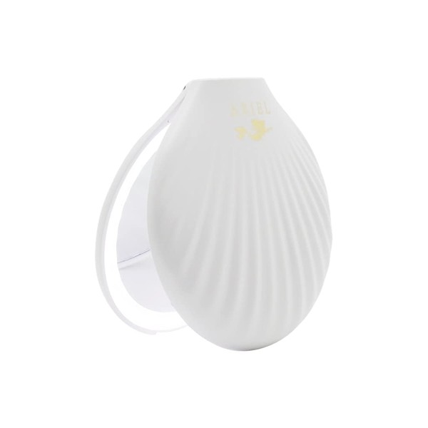 Impressions Ariel Seashell Espejo compacto con brillo ajustable, espejo cosmético portátil con sensor táctil suave y aumento 2X (blanco)