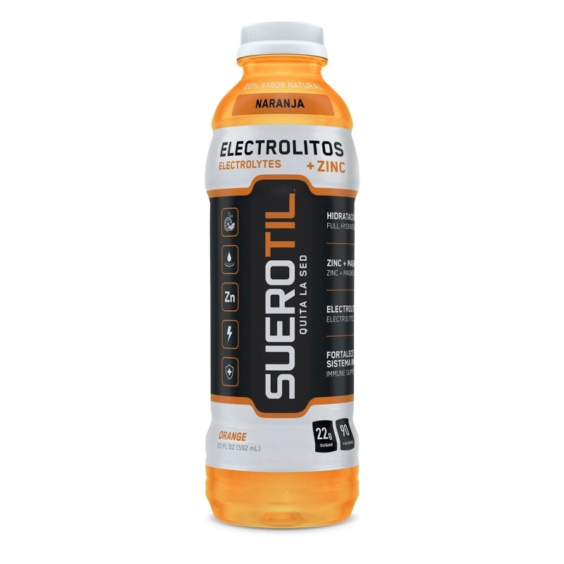 Suerotil - Sugar-Free Hydration Drink + Electrolytes - Orange, 20oz