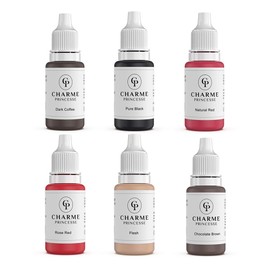 Charme Princesse Microblading Pigment Permanent Pigment Makeup 6pcs for Eyebrows Lip Tattoo Ink Supplies 15ml Bottles PI503-15-6