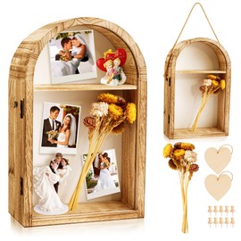 Shadow Box Frame with Flower, 10x16 Large Shadow Boxes Display Cases with Linen Back and Removable Shelves, Picture Frame Wedding Bouquet Medals Photos Memory Box