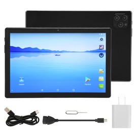 10.1 Inch Tablet 6G RAM 128G ROM 5G 2.4G WIFI Support 4G Network Calls Tablet PC for Android11 100‑240V Black US Plug