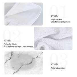 Hand Towels for Bathroom White and Black Marble Kitchen Towels Hanging Decorative Soft Absorbent Coral Fleece Dishcloth Set of 2