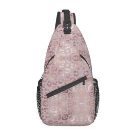 COFEIYISI Leopard Print Sling Bag for Women - Elegant Rose Gold Texture Foil Effect Crossbody Bag - Casual Chest Shoulder Backpack Travel Daypack