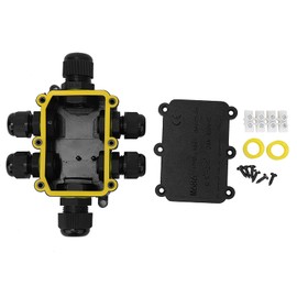 Waterproof Junction Box IP68 Plastic Junction Box 4m Underwater Connection Wiring Box T100 450VAC 24A UL94V-2 Electrical Junction Box 6 Ports for Outdoor Lighting Electric Connection (6 Way)