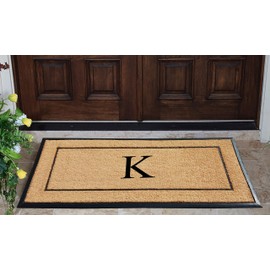 A1HC Natural Coir & Rubber Large Monogrammed Door Mat 30x60 Inches Thick Durable Doormats for Entrance Heavy Duty, Thin Profile Front Door Mat, Long Lasting Front Door Entry Doormats