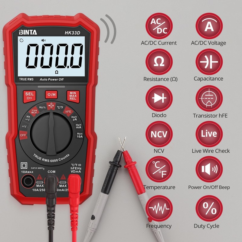 BINTA 6000 Counts Digital Multimeter with DC AC Voltmeter and