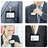 15 Pcs Horizontal Badge Holder, Black Sliding ID Badge Holder