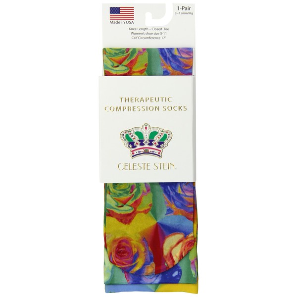 Celeste Stein Therapeutic Compression Socks, Abstract Roses, 8-15 mmhg, .6 Ounce
