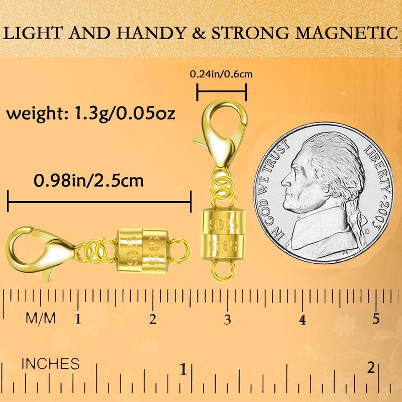925 Sterling Silver Magnetic Necklace Clasps，Magnetic Necklace Clasps and Extenders，for