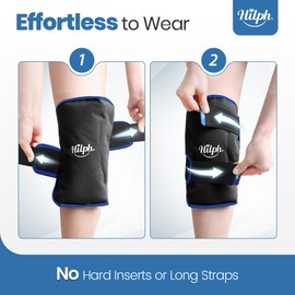 Hilph XL Ice Pack Wrap Around Entire Knee After Replacement Surgery, Reusable Knee Ice Pack Cold Compress Gel Large Ice Pack for Knee Injuries, Swelling, Arthritis, Meniscus Tear and ACL - Black