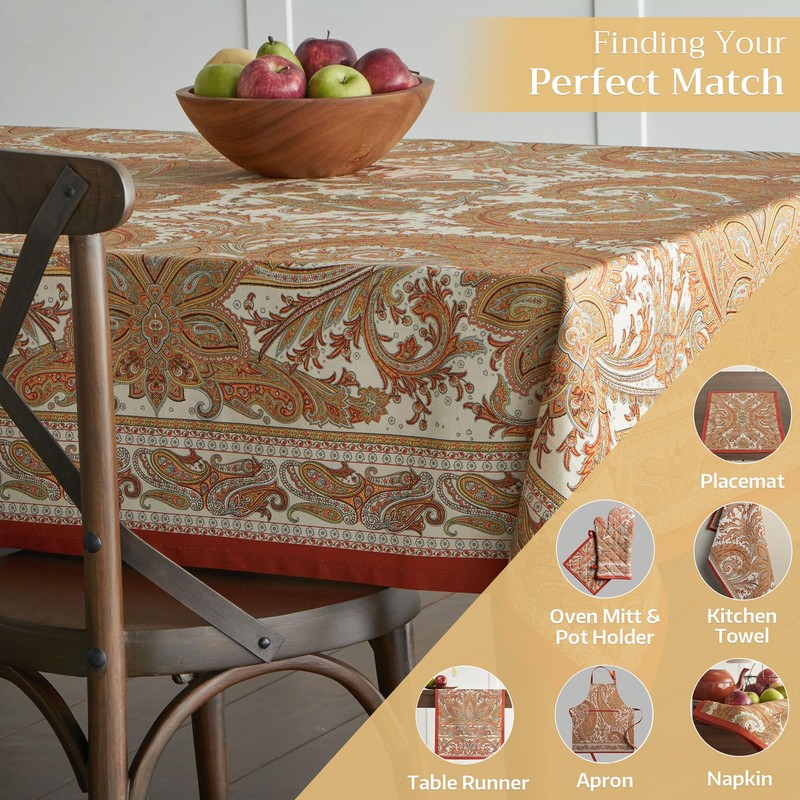 Maison d' Hermine Kashmir Paisley 100% Cotton Tablecloth 54 -