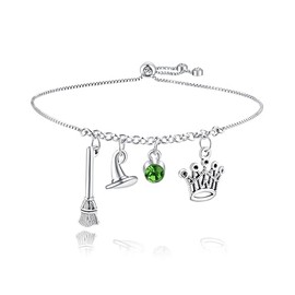 Flvkev Elphaba Galinda Friendship Matching Bracelets Witch Matching Bracelets BFF Couples Accessories Christmas Gifts (silver charm bracelet)