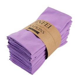INFEI Solid Color Cotton Blended Dinner Cloth Napkins - Set of 12 (17 x 17 inches) - for Events & Home Use (Lavender)