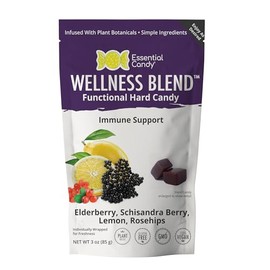 Wellness Blend Functional Hard Candy | Immune Health | Organic Elderberry, Schisandra Berry, Lemon, Rosehips | Gluten-Free, Non-GMO, Vegan - 24 Count (Pack of 1)