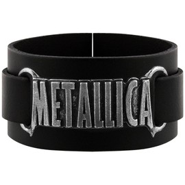 Metallica Alchemy Rocks Logo Leather Wristband Black